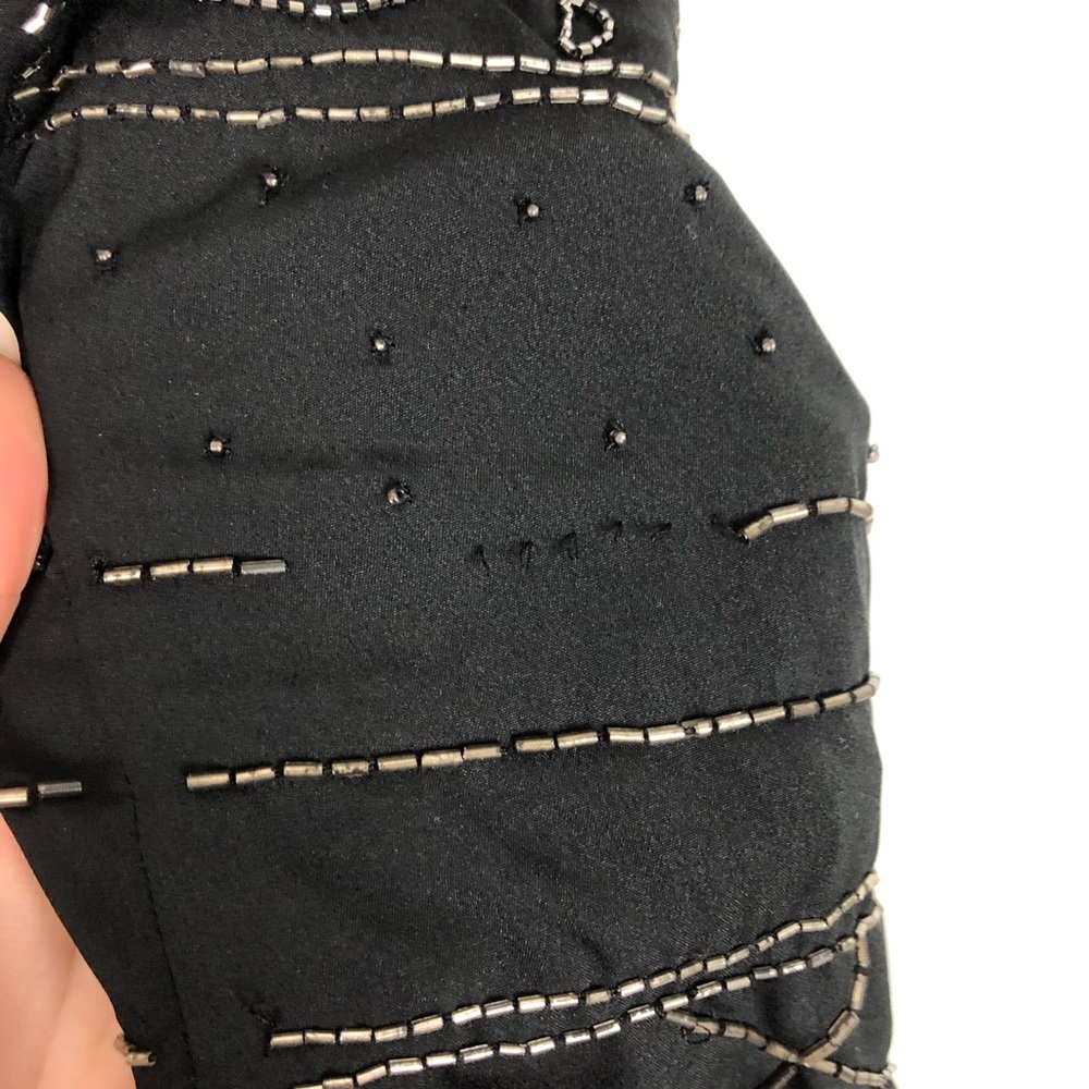 Free People Embellished Mini Slip Dress Size Medium Black Sleeveless Beaded - Picture 9 of 10